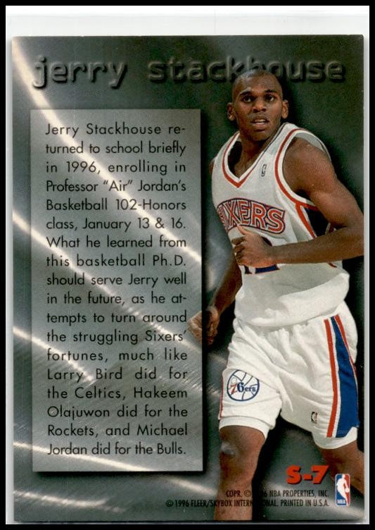 1995-96 Metal Stackhouse's Scrapbook #S-7 Jerry Stackhouse Philadelphia 76ers