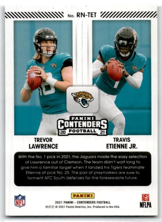 2021 Panini Contenders Round Numbers #RN-TET Etienne Jr. / Lawrence Jaguars