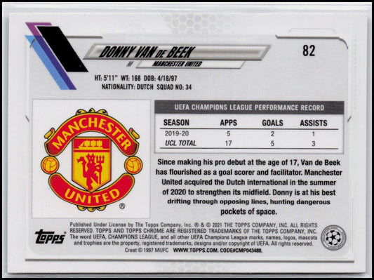 2020-21 Topps Chrome UEFA Champions League #82 Donny van de Beek