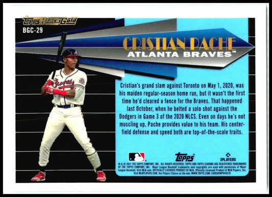 2021 Topps Chrome Update Topps Black Gold #BGC-29 Cristian Pache Atlanta Braves