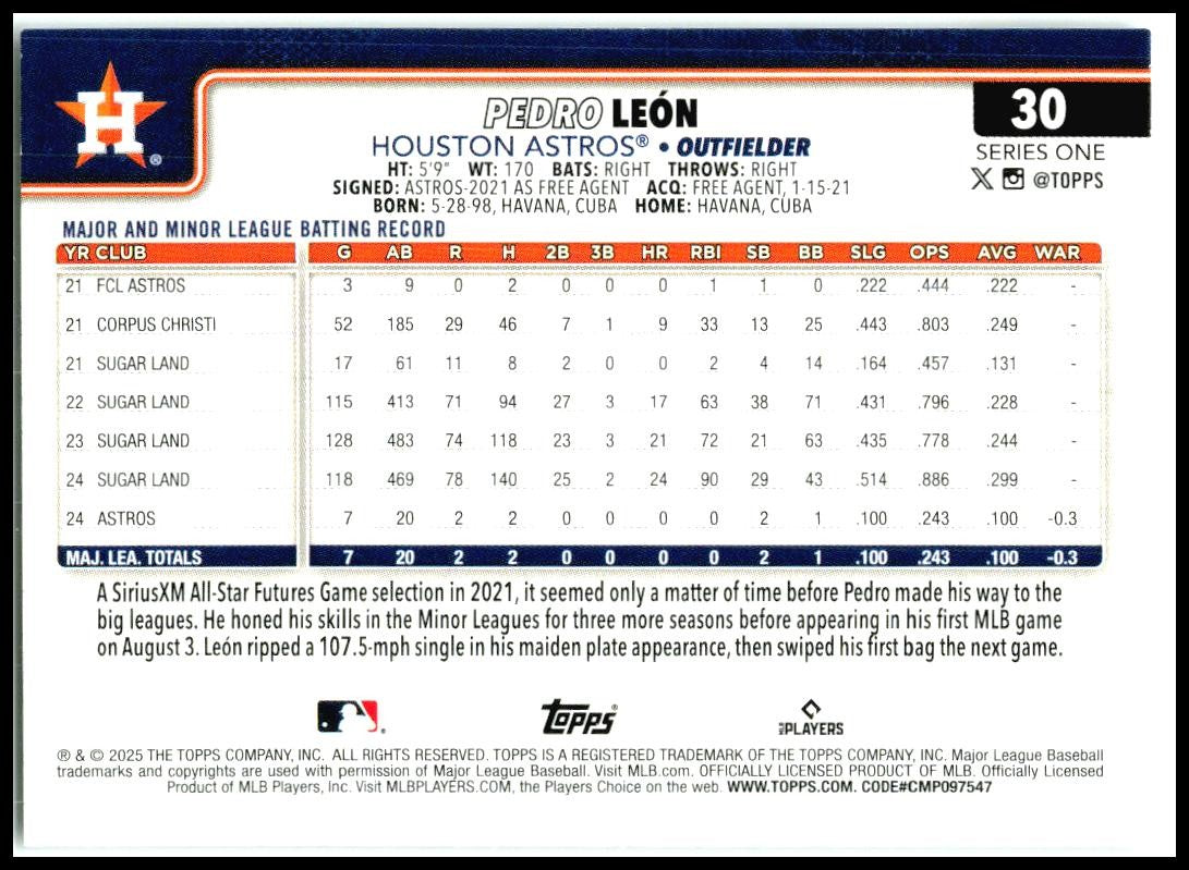2025 Topps Sandglitter #30 Pedro León Houston Astros