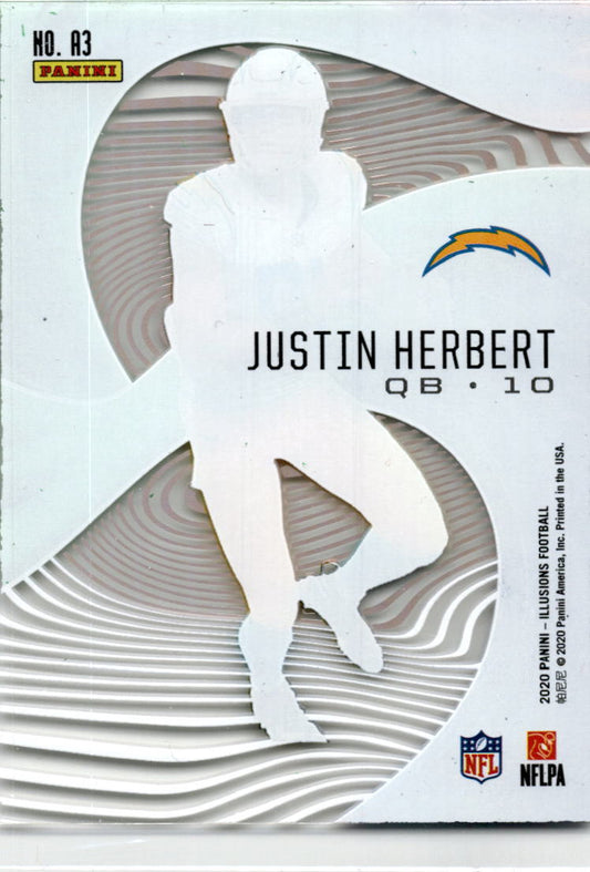 2020 Panini Illusions Astounding Green #A3 Justin Herbert Los Angeles Chargers