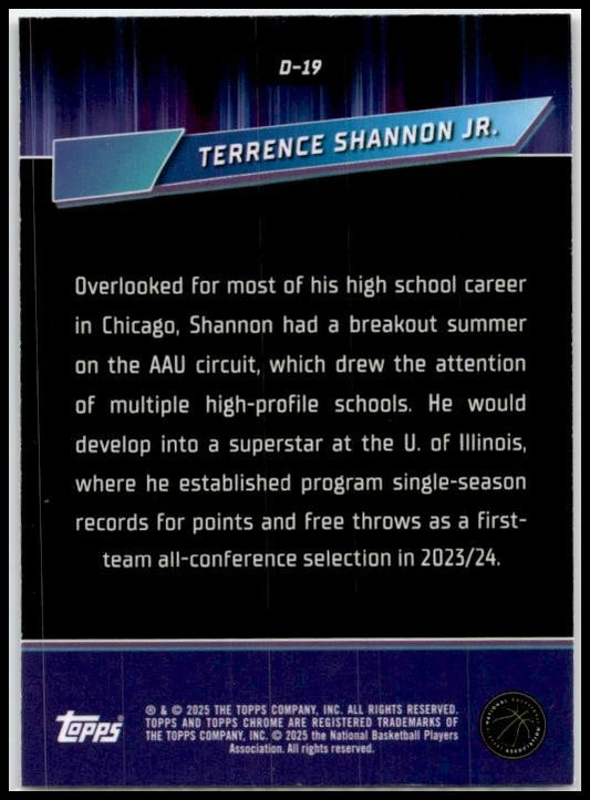 2024-25 Topps Chrome Destiny #D-19 Terrence Shannon Jr. Minnesota Timberwolves