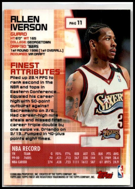 2000-01 Finest #11 Allen Iverson Philadelphia 76ers
