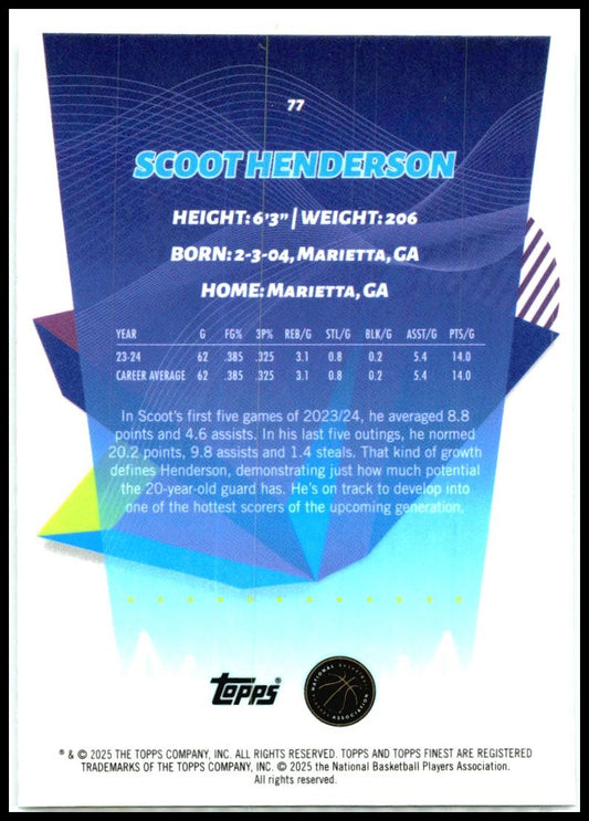 2024-25 Topps Finest #77 Scoot Henderson