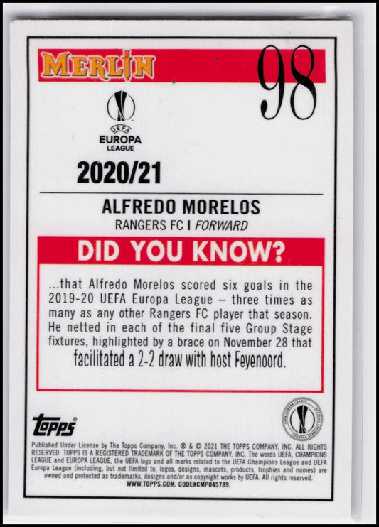 2020-21 Merlin Chrome UEFA Champions League #98 Alfredo Morelos