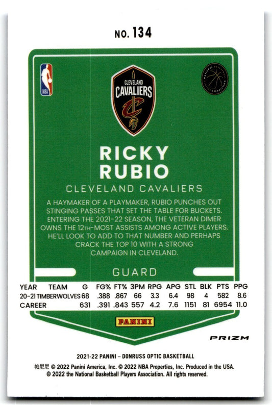 2021-22 Donruss Optic Blue Velocity Ricky Rubio Cleveland Cavaliers #134