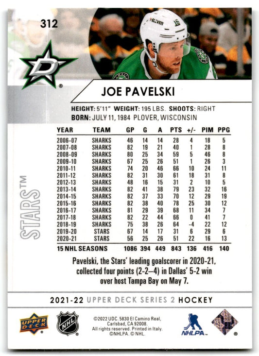 2021-22 Upper Deck Joe Pavelski Dallas Stars #312