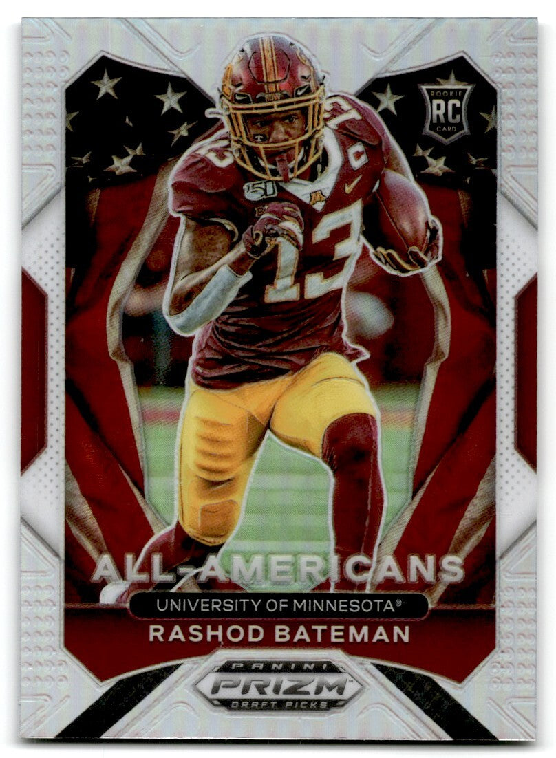 2021 Panini Prizm Draft Picks silver Rashod Bateman Minnesota Golden Gophers