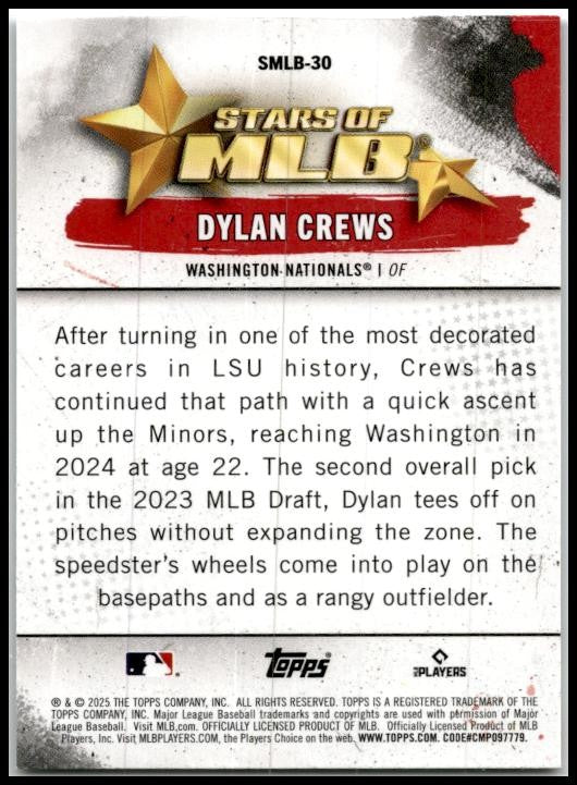 2025 Topps Stars of MLB #SMLB-30 Dylan Crews Washington Nationals