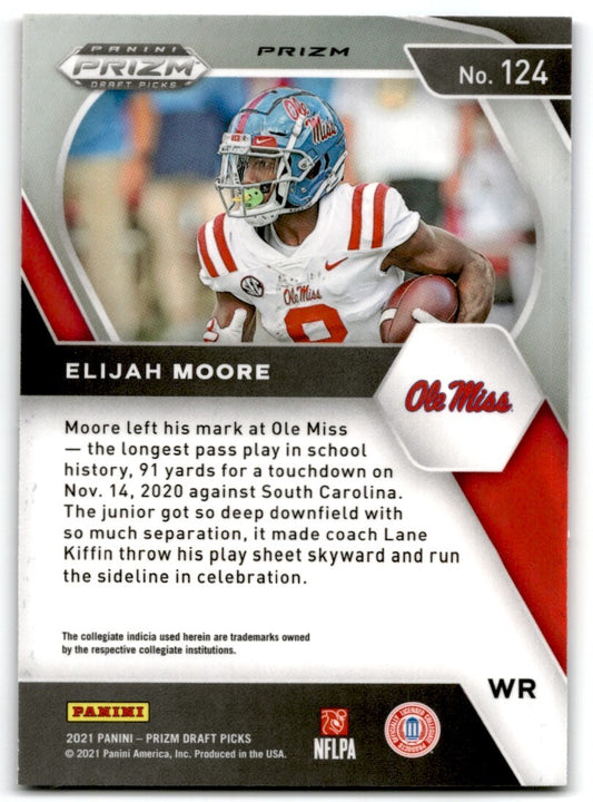 2021 Panini Prizm Draft Picks Blue Prizm Elijah Moore Ole Miss Rebels #124