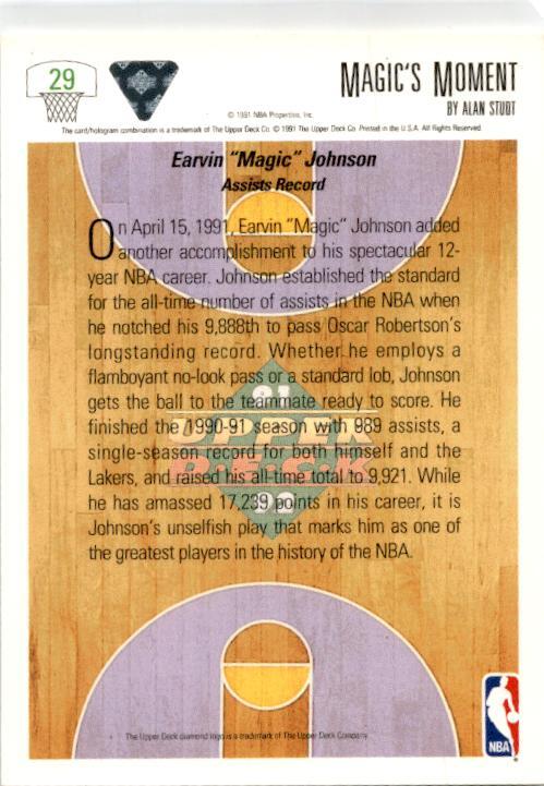1991-92 Upper Deck #29 Magic's Moment Los Angeles Lakers