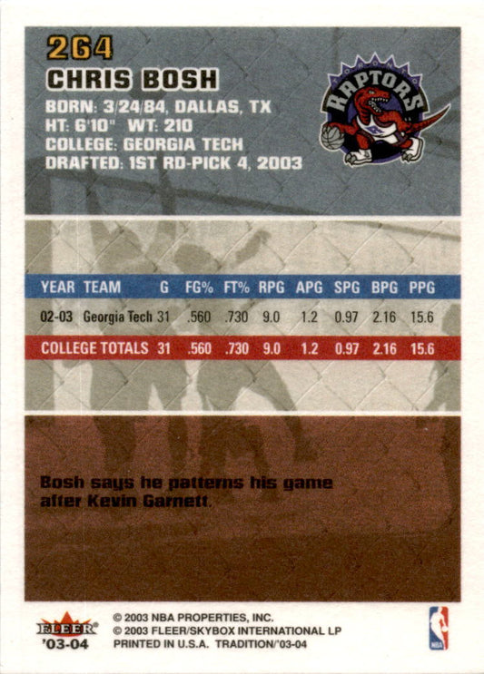 2003-04 Fleer Tradition #264 Chris Bosh Toronto Raptors