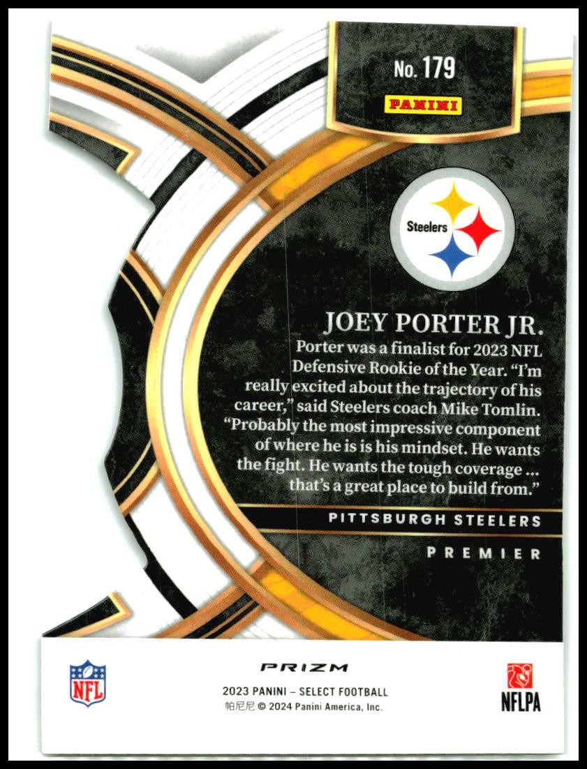 2023 Select Red and Yellow Prizms Die Cuts #179 Joey Porter Jr. Rookie Steelers