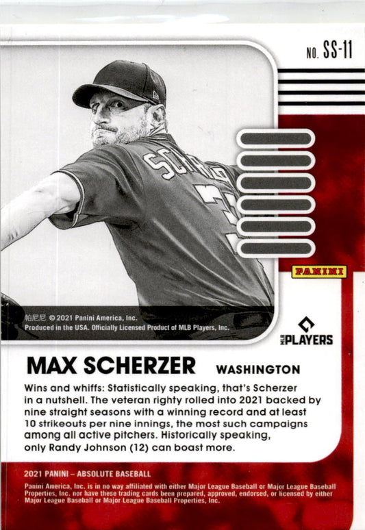 2021 Panini Absolute Statistically Speaking Spectrum Gold #SS-11 Max Scherzer /2