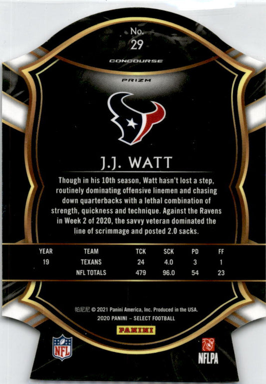 2020 Panini Select Red Die Cut #29 J.J. Watt Houston Texans