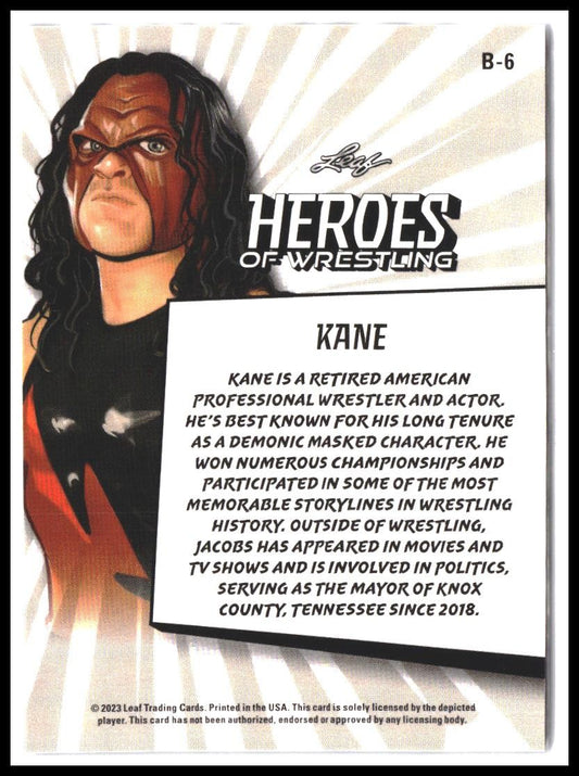 Kane #B-6 2023 Leaf Heroes of Wrestling