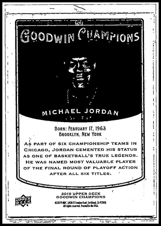 2019 Upper Deck Goodwin Champions Blank Back #NNO Michael Jordan