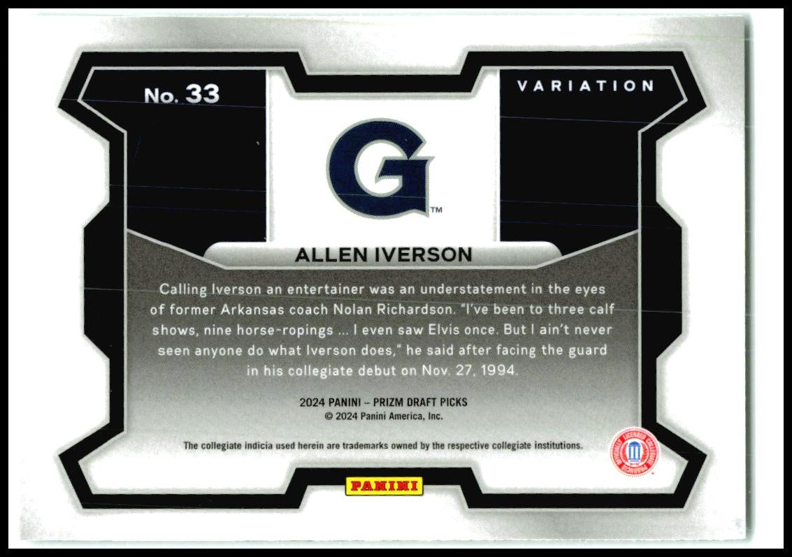 2024 Panini Prizm Draft Picks #33b Allen Iverson Georgetown Hoyas