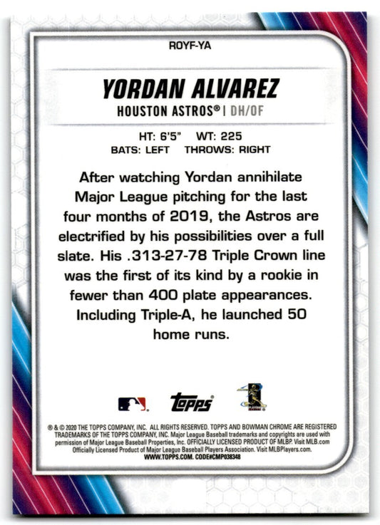 2020 Bowman Chrome Rookie of the Year Favorites Yordan Alvarez Houston Astros