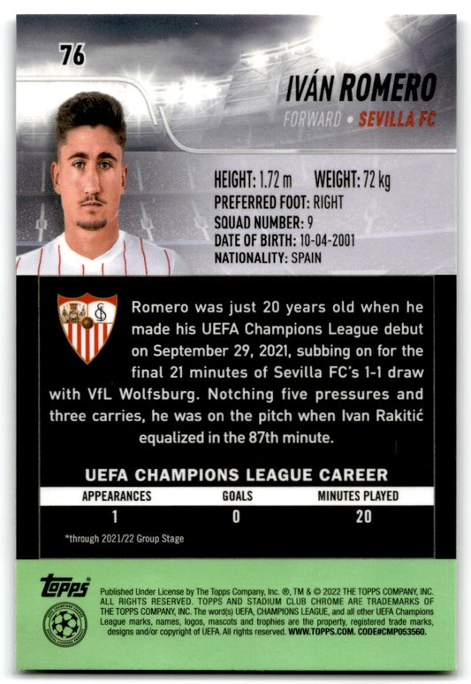 2022 Stadium Club Chrome Iván Romero Sevilla FC #76