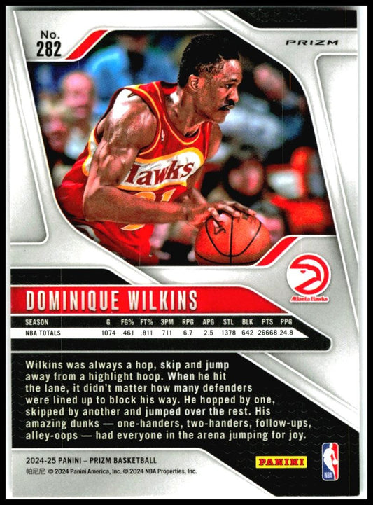 2024-25 Panini Prizm Prizms Pink Ice #282 Dominique Wilkins Atlanta Hawks