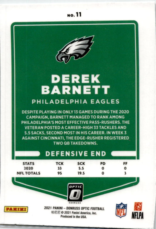 2021 Donruss Optic #11 Derek Barnett Philadelphia Eagles