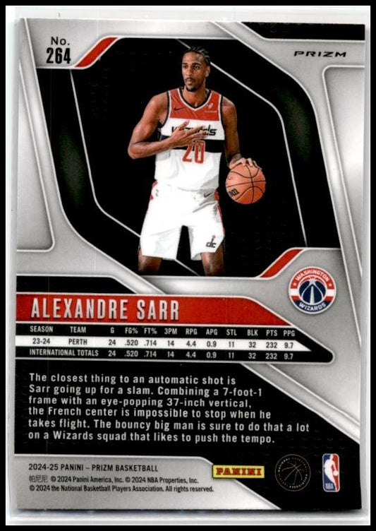 2024-25 Panini Prizm Prizms Pink Ice #264 Alexandre Sarr Washington Wizards