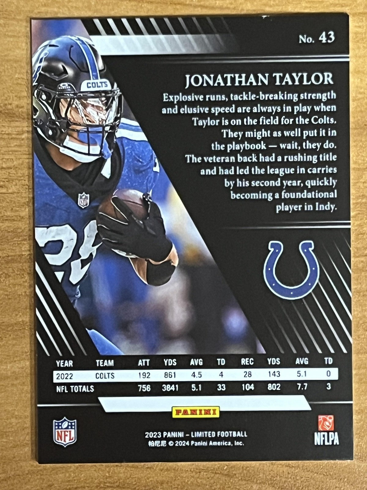 2023 Panini Limited #43 Jonathan Taylor Indianapolis Colts