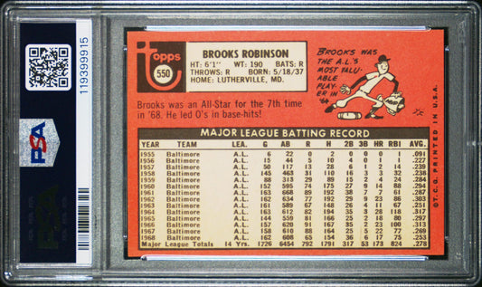 1969 Topps #550 Brooks Robinson Baltimore Orioles PSA 6