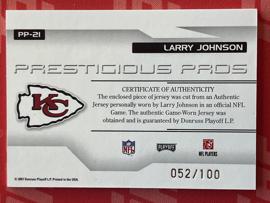 2007 Playoff Prestige Prestigious Pros Green #PP-21 Larry Johnson Chiefs