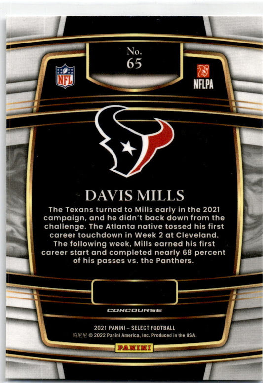 2021 Panini Select #65 Davis Mills RC Houston Texans