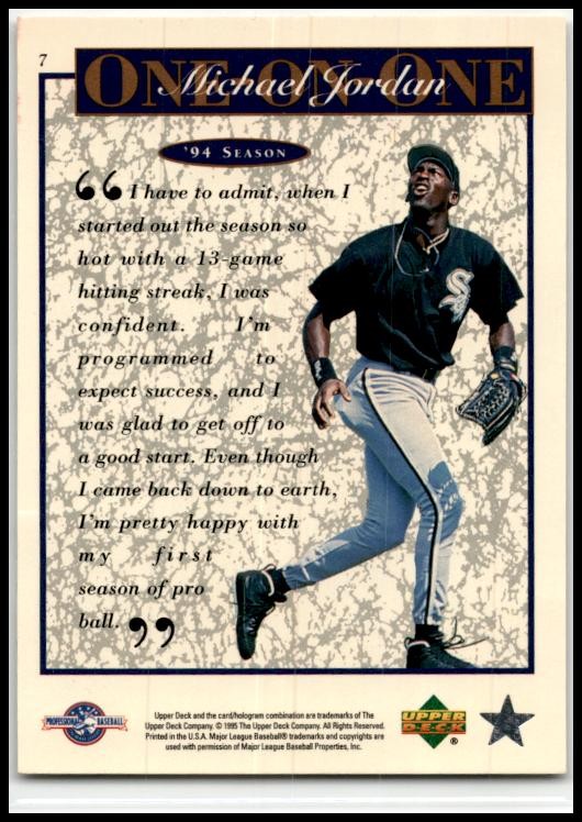 1995 Upper Deck Minor League Michael Jordan One On One #7 Michael Jordan Barons