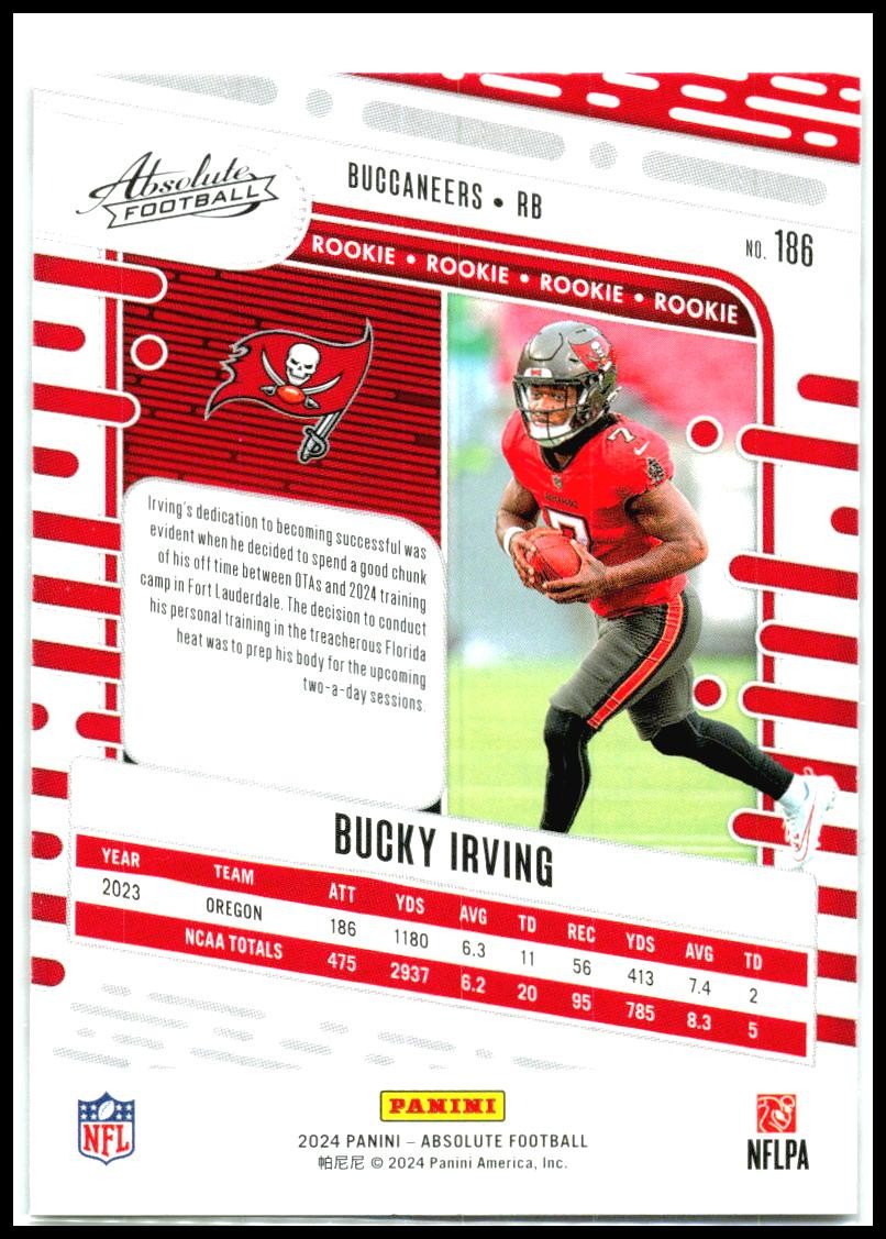 2024 Panini Absolute Retail #186 Bucky Irving Rookie Tampa Bay Buccaneers