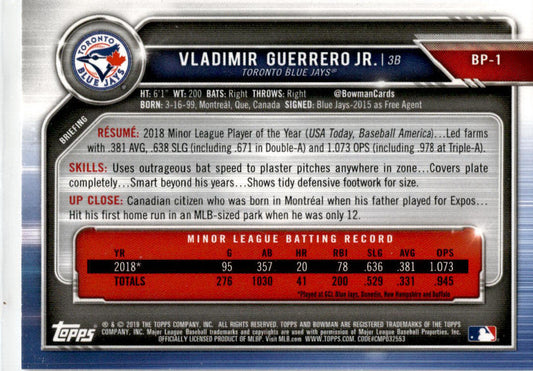 2019 Bowman #BP-1 Vladimir Guerrero Jr.