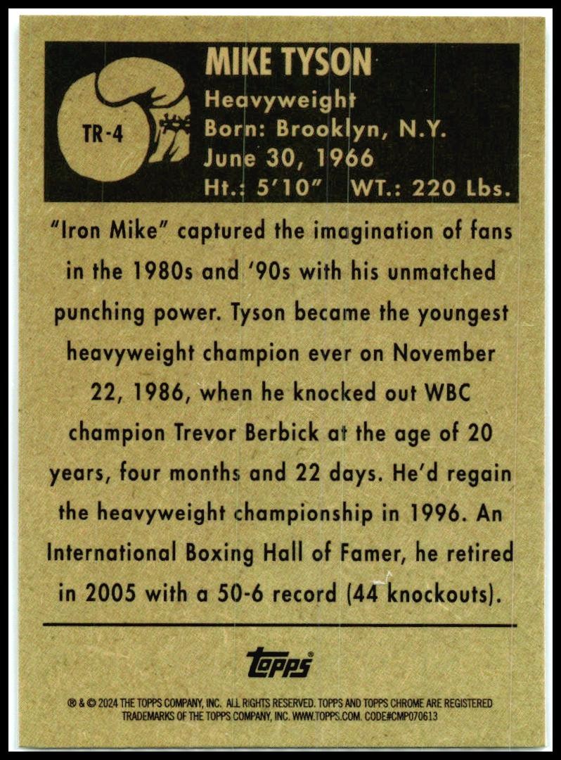 2024 Topps Chrome Boxing 1951 Topps Ringside Boxing #TR-4 Mike Tyson