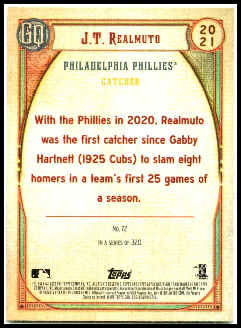 2021 Topps Gypsy Queen #72 J.T. Realmuto Philadelphia Phillies