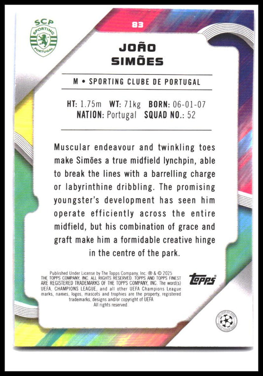 João Simões #83 2024-25 Finest UEFA Club Competitions Rookie