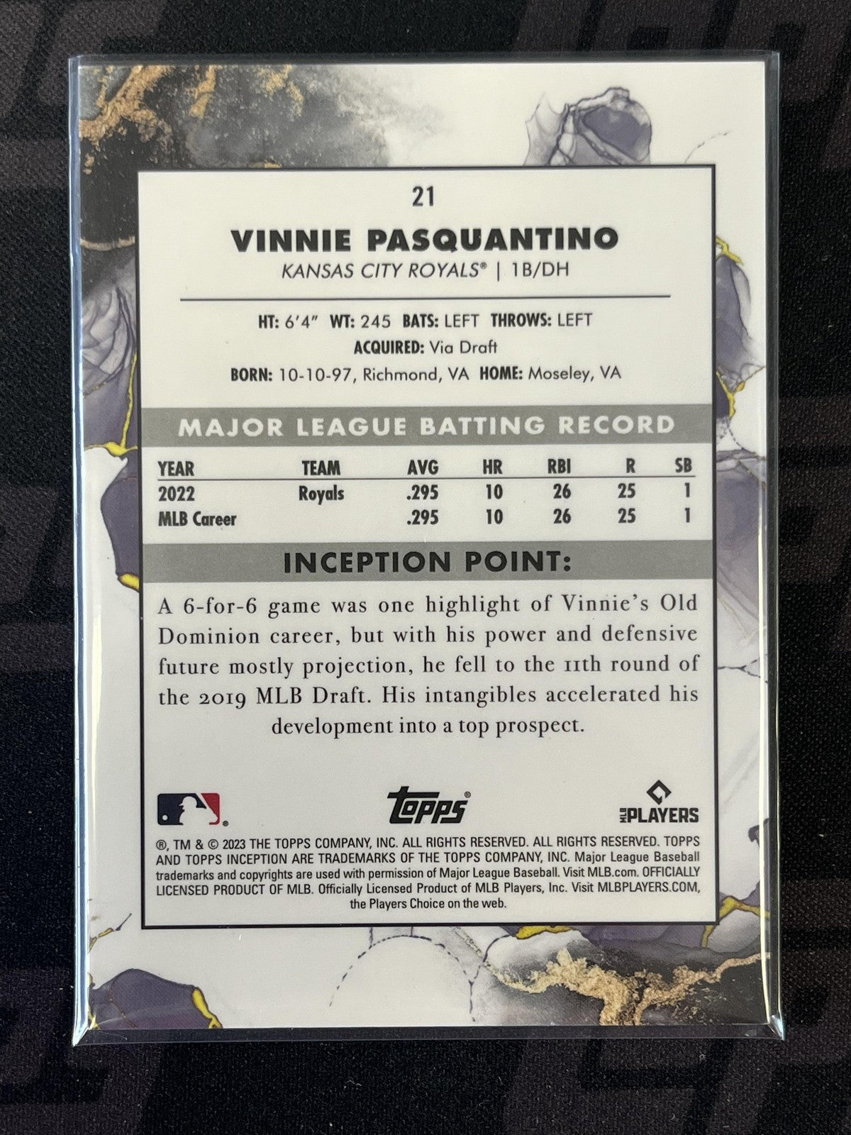 2024 Topps Inception #21 Vinnie Pasquantino Rookie Royals