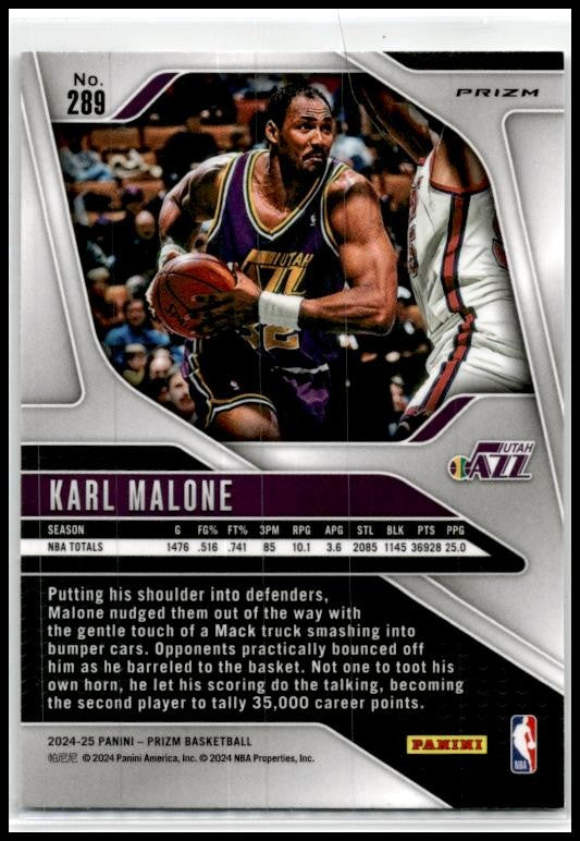 2024-25 Panini Prizm Prizms Silver #289 Karl Malone Utah Jazz