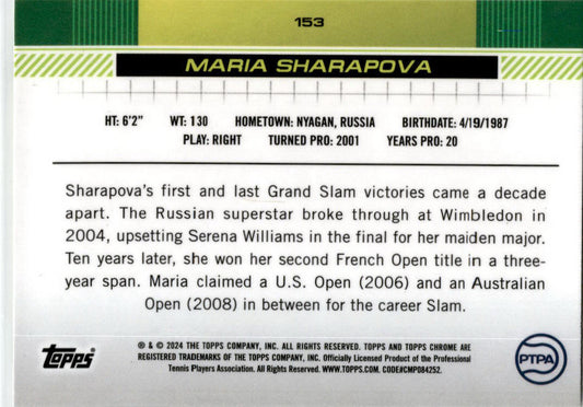 # 2024 Topps Chrome Tennis #153 Maria Sharapova