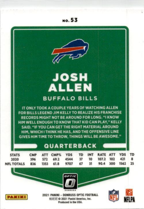 2021 Donruss Optic #53 Josh Allen Buffalo Bills
