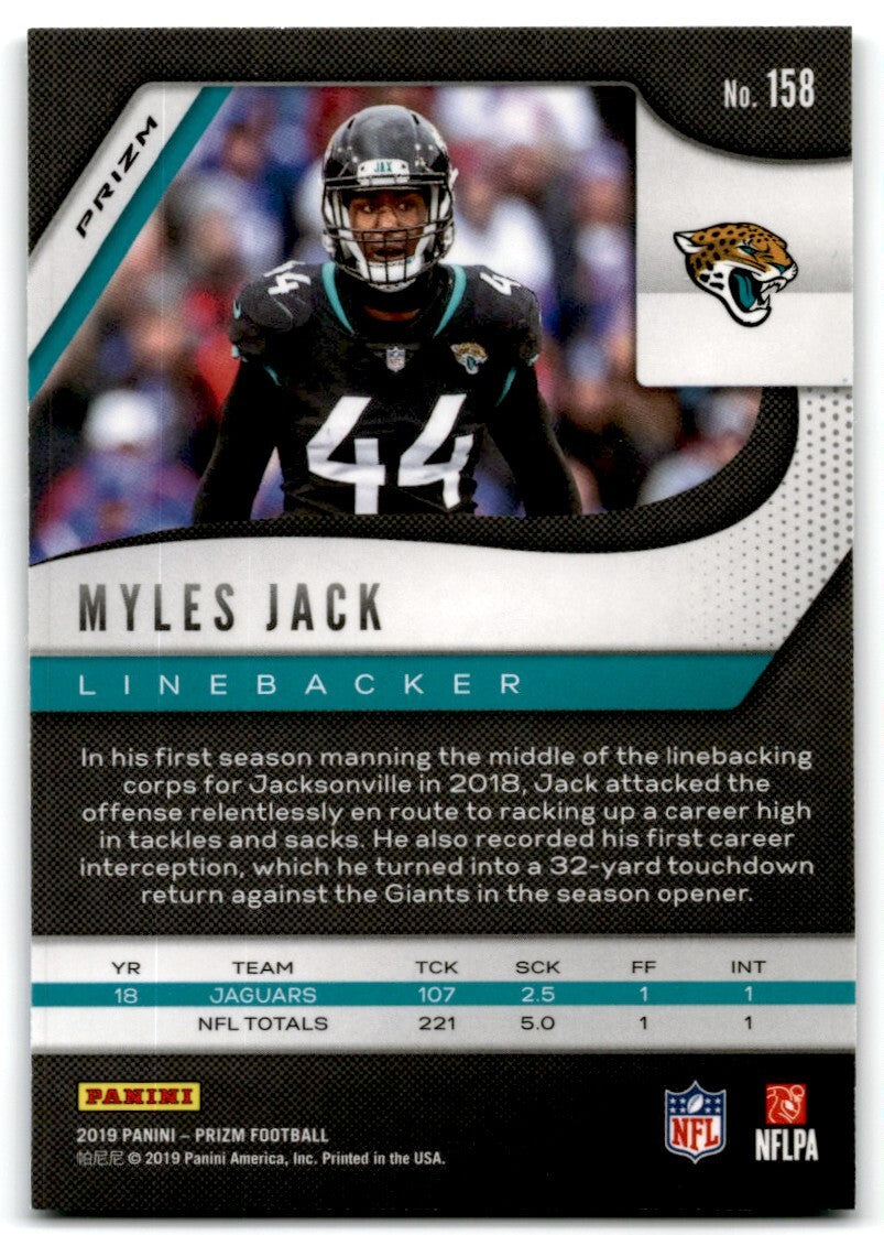 2019 Panini Prizm Green Myles Jack Jacksonville Jaguars #158