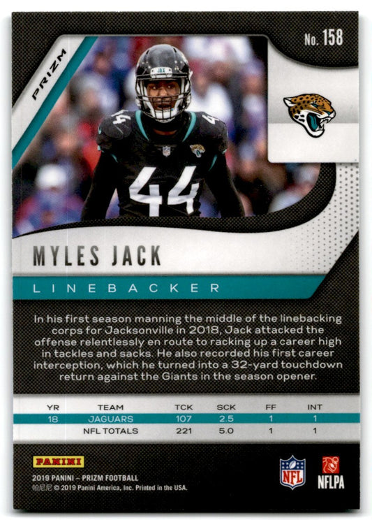 2019 Panini Prizm Green Myles Jack Jacksonville Jaguars #158