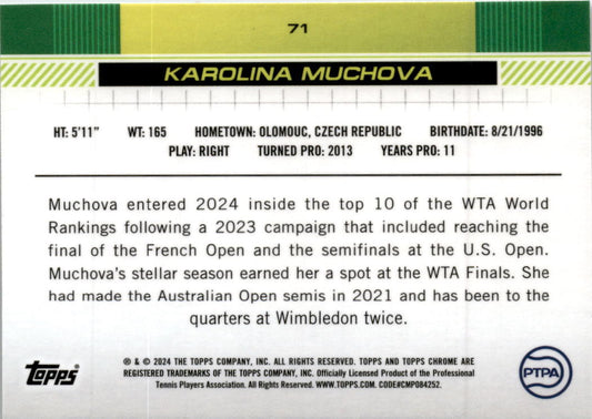 2024 Topps Chrome Tennis #71 Karolina Muchova