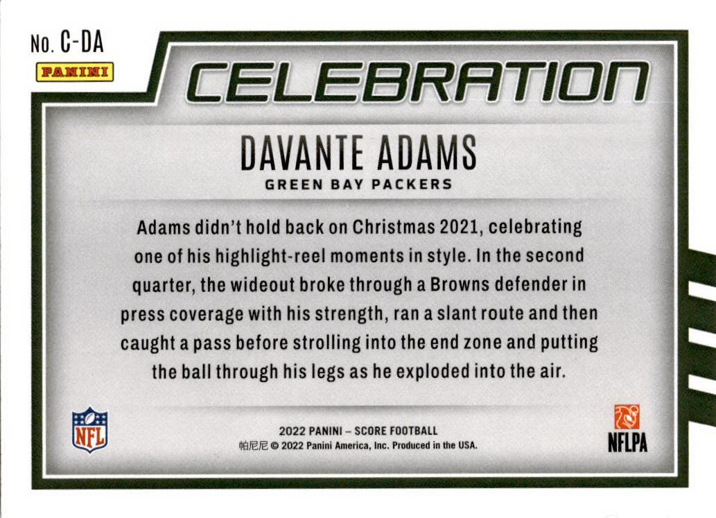 2022 Score Celebration #C-DA Davante Adams Green Bay Packers