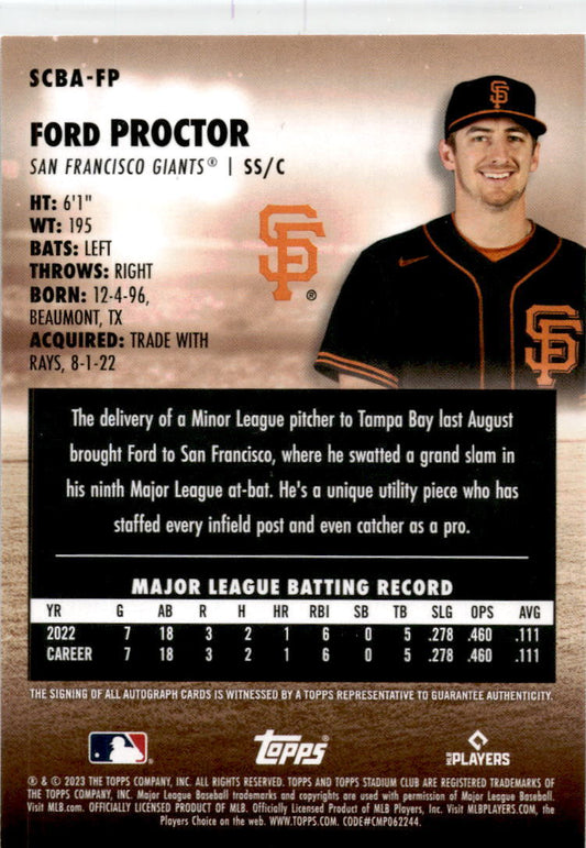 2023 Stadium Club #SCBA-FP Ford Proctor Auto San Francisco Giants