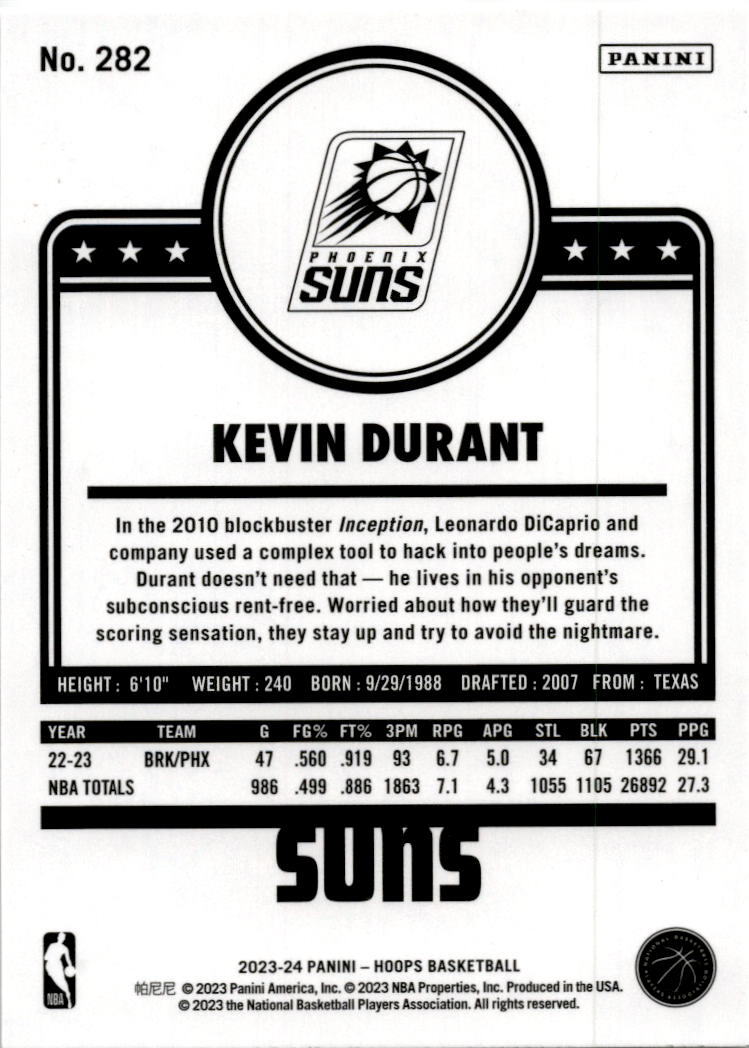 2023-24 Hoops #282 Kevin Durant Phoenix Suns