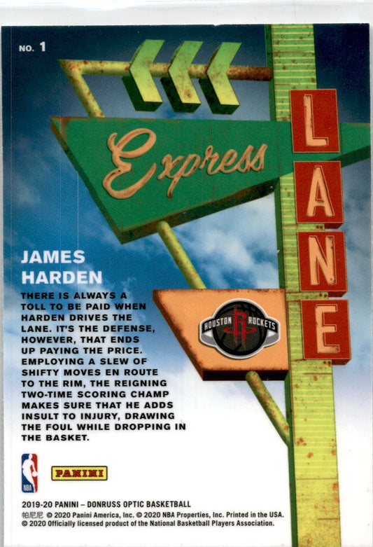 2019-20 Donruss Optic Express Lane #1 James Harden Houston Rockets