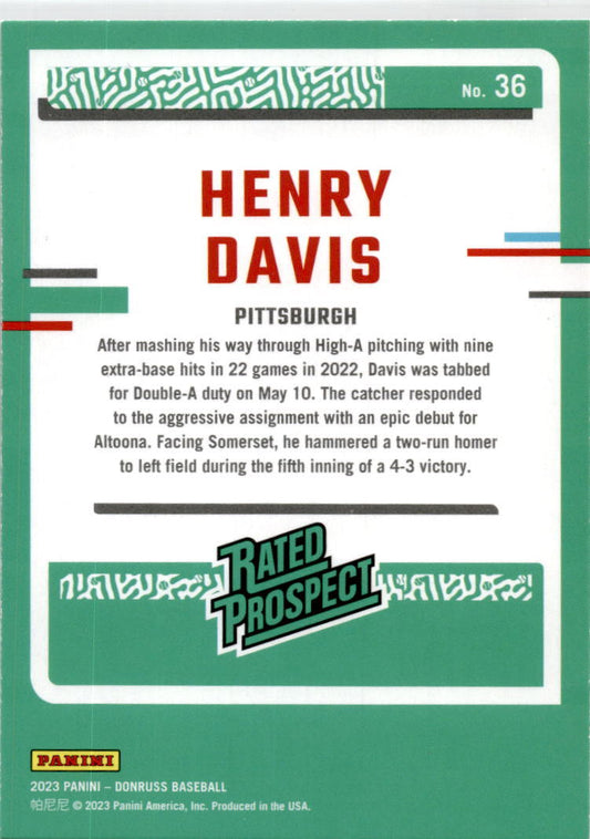 2023 Donruss Holo Purple #36 Henry Davis RC Pittsburgh Pirates